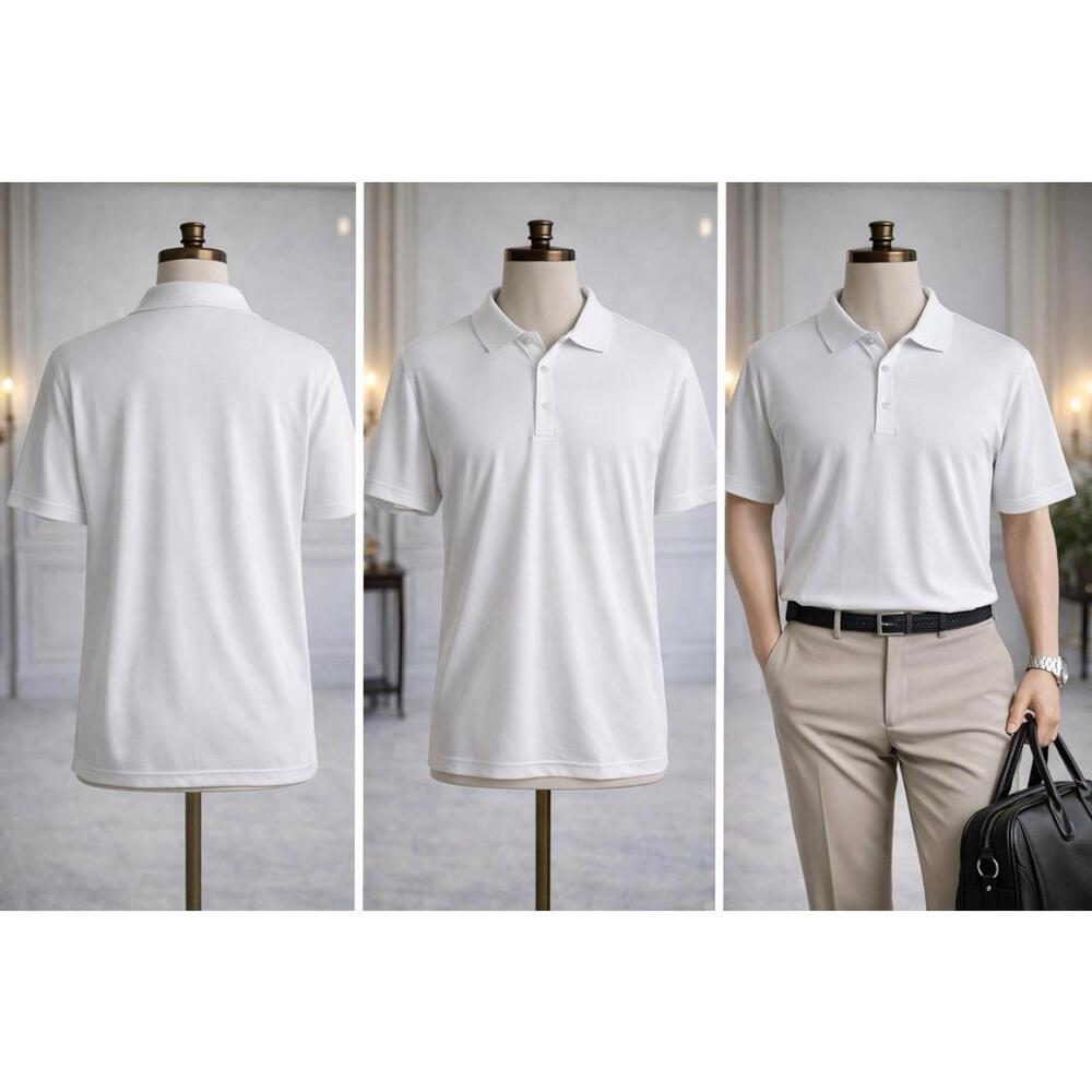 Ben Hogan Polo Shirt Mens 3XL White Performance Golf Striped Moisture Wicking